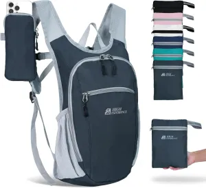 Hiking Backpack 10L/15L Small Daypack Lightweight Packable Travel Foldable Water Resistan for Women Men (Gray, 10L)