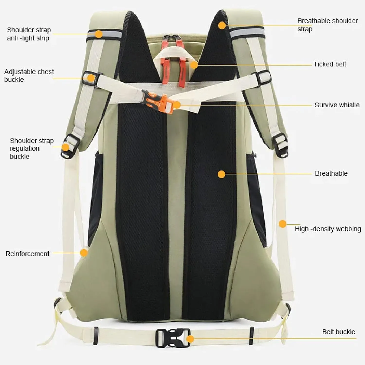 Hiking Backpack Waterproof Lightweight Casual Daypack with Rain Cover, Outdoor Sport Travel Camping Bag,Blue,40L