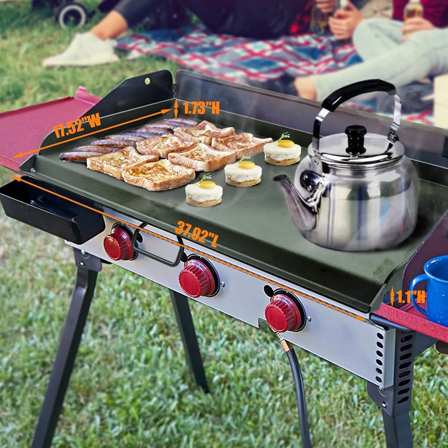 Hisencn Flat Top Fry Griddle for Camp Chef 3 Burner Stove, Griddle Top for Camp Chef Stove, GB90D, TB90LW, TB90, TB90LWG, TB90LWG15, SPG90B, CCH3, Portable Outdoor Stove Accessories, 16 x 38 in.