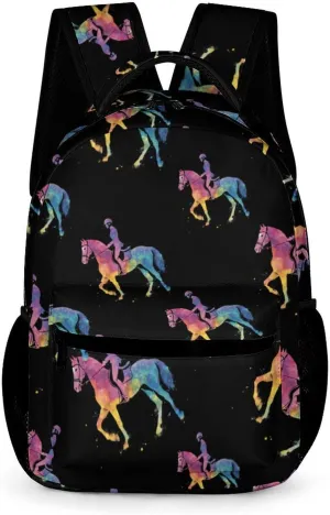 Horse Rider Race Marseille Casual Backpack Travel Laptop Cute Basic Shoulder Bag for Work Women & Men