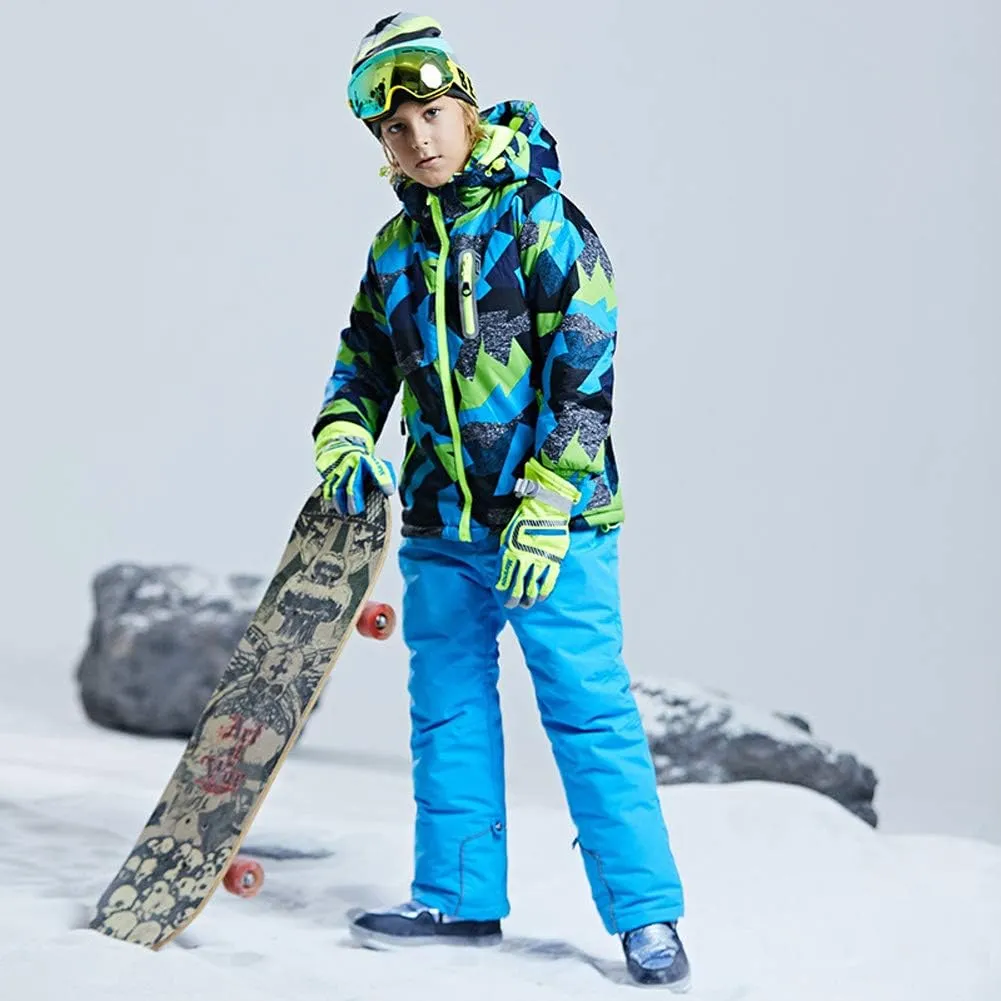 HOTIAN Boys Ski Jacket Snow Jacket Pants Suits Windproof Waterproof Winter Coats