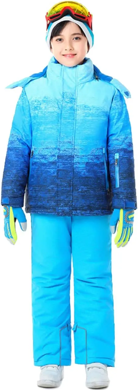 HOTIAN Boys Ski Jacket Snow Jacket Pants Suits Windproof Waterproof Winter Coats