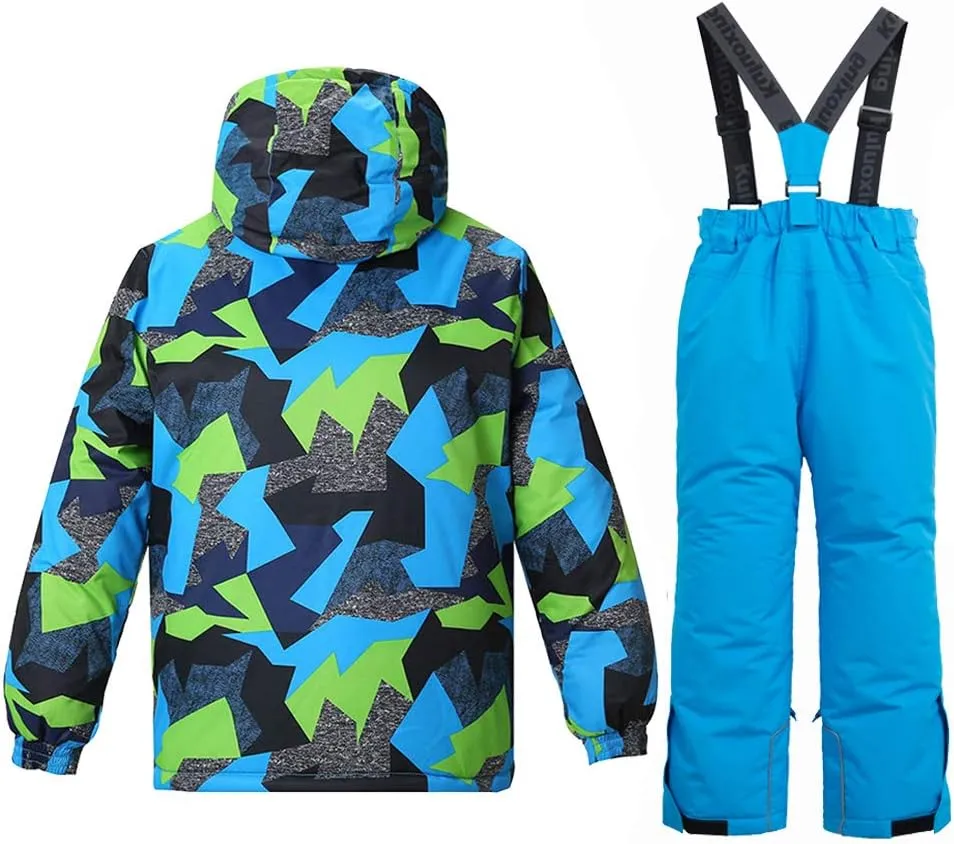 HOTIAN Boys Ski Jacket Snow Jacket Pants Suits Windproof Waterproof Winter Coats