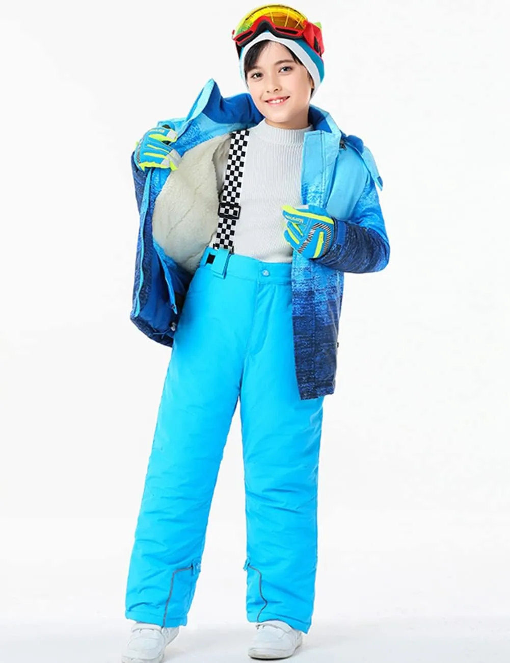 HOTIAN Boys Ski Jacket Snow Jacket Pants Suits Windproof Waterproof Winter Coats