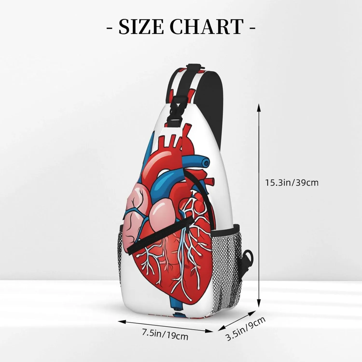 Human Anatomy Heart Chart Print Cross Chest Bag Diagonally - High-Capacity For Short Trips, Work, And Daily Use