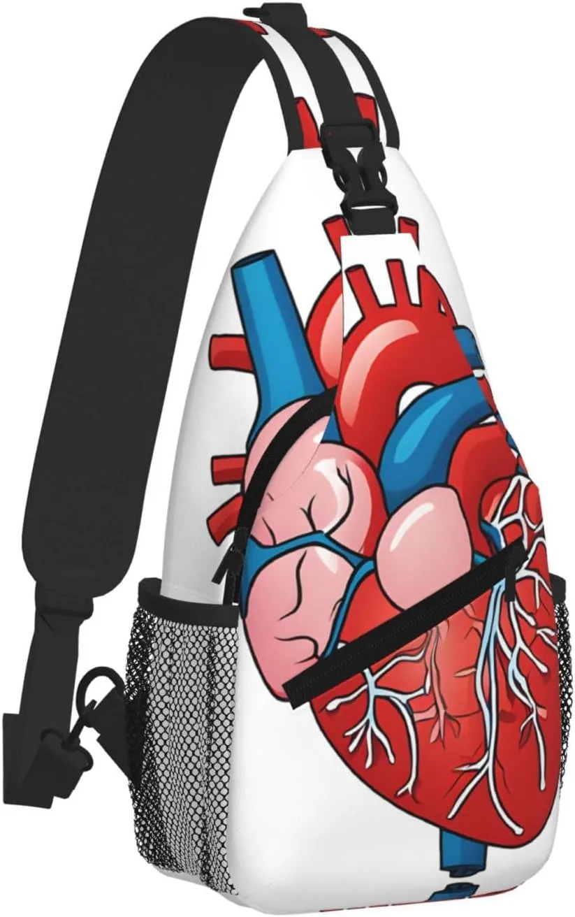Human Anatomy Heart Chart Print Cross Chest Bag Diagonally - High-Capacity For Short Trips, Work, And Daily Use
