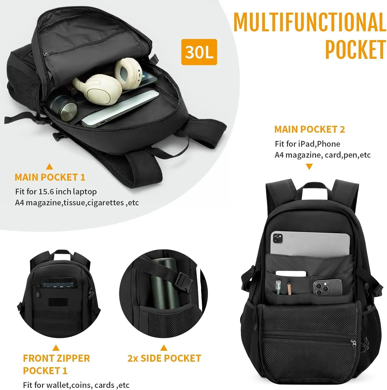 HUNTVP 10L/20L Mini Daypack Military MOLLE Backpack Rucksack Gear Tactical Assault Pack Bag for Hunting Camping Trekking