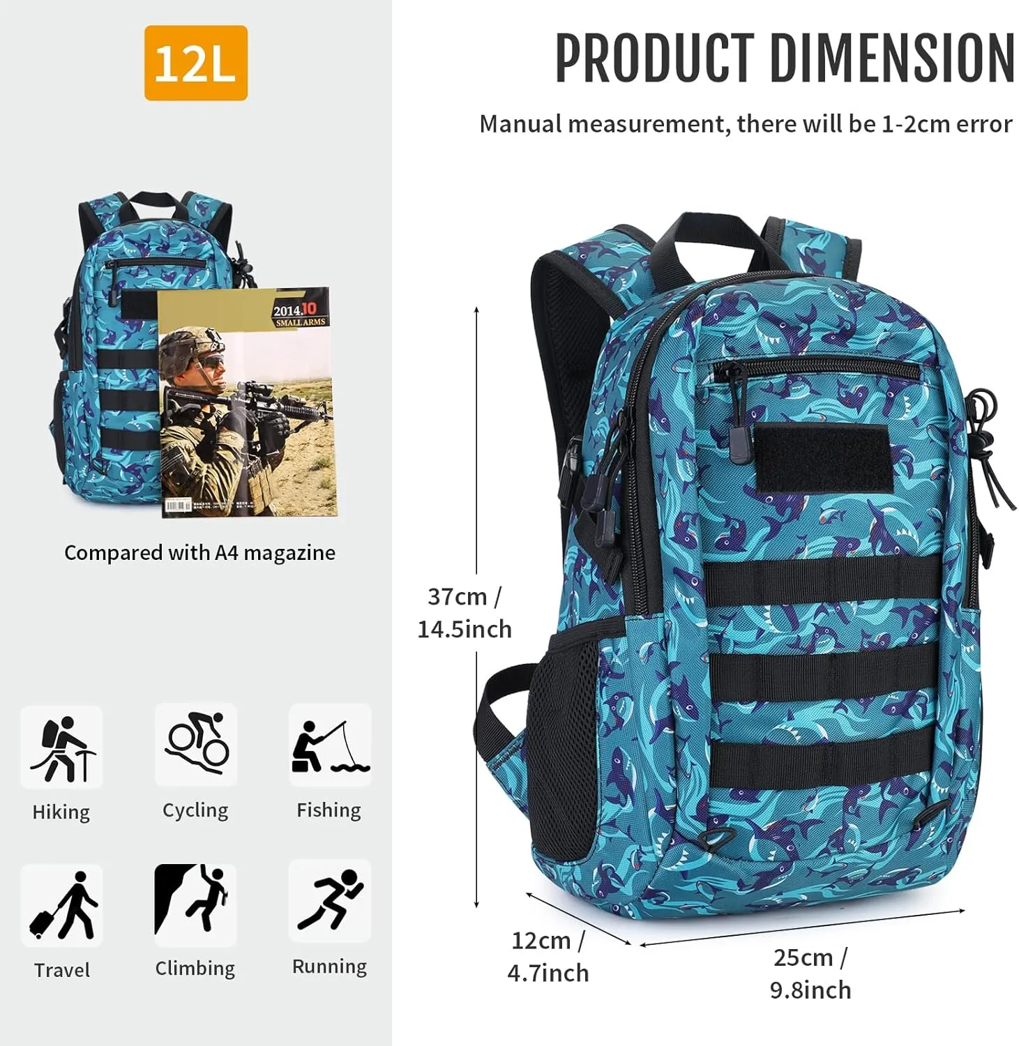 HUNTVP 10L/20L Mini Daypack Military MOLLE Backpack Rucksack Gear Tactical Assault Pack Bag for Hunting Camping Trekking