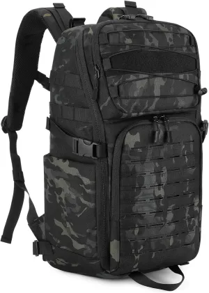 HUNTVP 35L Tactical Backpack Military MOLLE Bag Army Tactical Laptop Backpack 3 Day Pack 1000D Military Gear Camping Hiking Outdoor Rucksack with 15.6 inch Laptop Quick Access, Camo