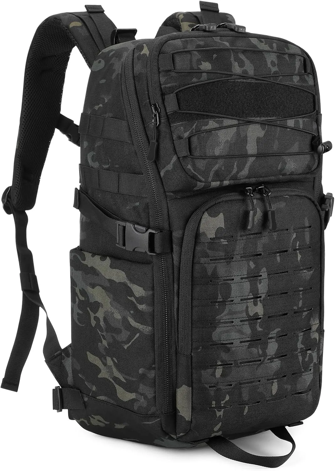 HUNTVP 35L Tactical Backpack Military MOLLE Bag Army Tactical Laptop Backpack 3 Day Pack 1000D Military Gear Camping Hiking Outdoor Rucksack with 15.6 inch Laptop Quick Access, Camo