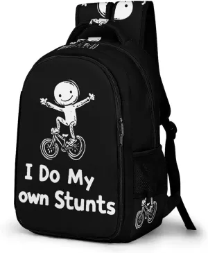 I Do My Own Stunts Bike Unisex Backpack Casual Daypacks Dual Compartment Shoulders Bag for Camping Hiking Travel Gear
