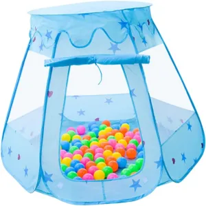 IMIKEYA Hexagon Tent House for Indoor Play Blue Yurt Playhouse for Imagination and Creativity Easy to Clean No Tools Required Not Including Balls