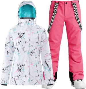 IMPHUT Women's Ski Jackets and Pants Snowboarding Snowsuit Coat Warm Hooded Waterproof Windproof Insulated