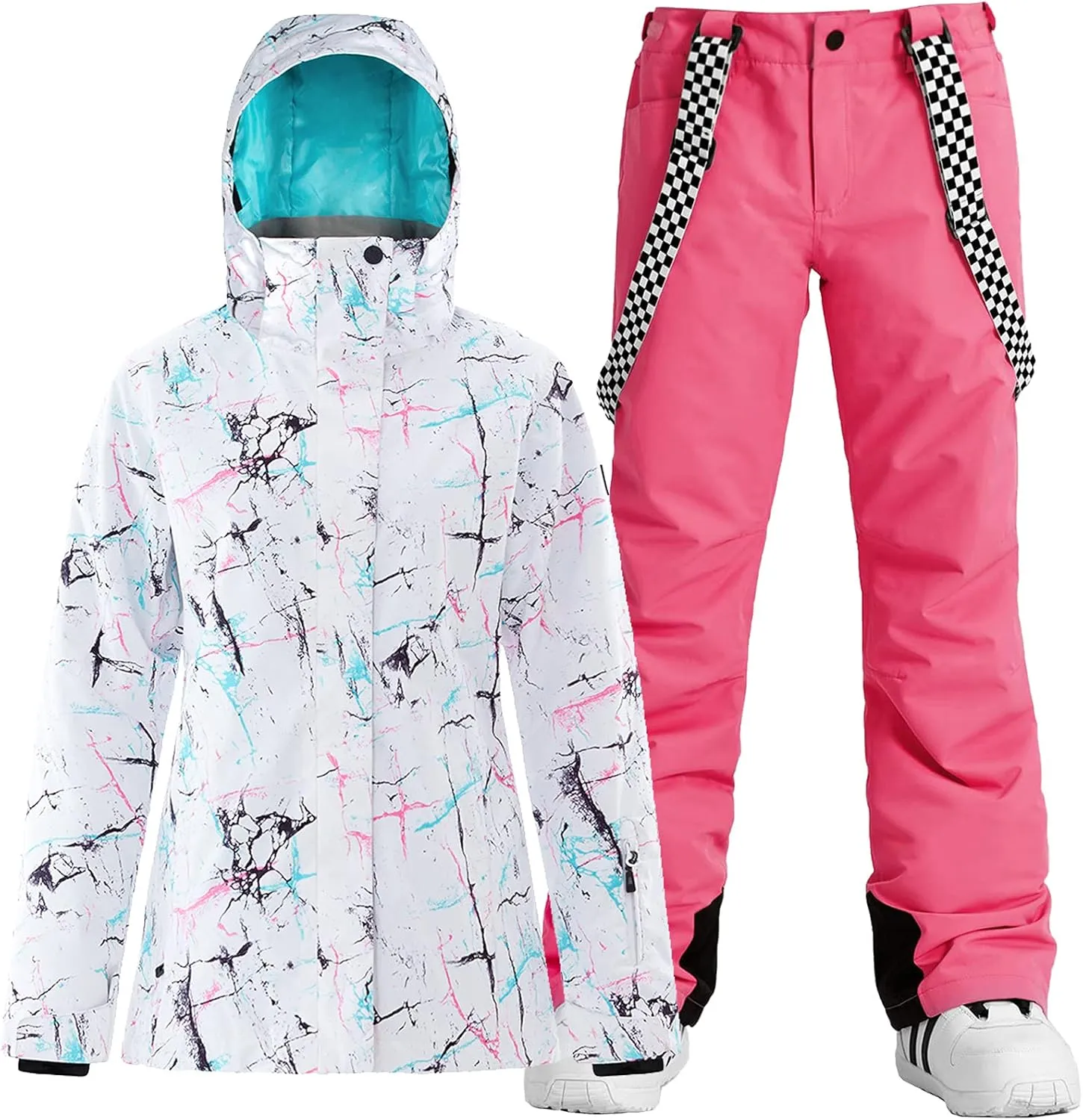 IMPHUT Women's Ski Jackets and Pants Snowboarding Snowsuit Coat Warm Hooded Waterproof Windproof Insulated