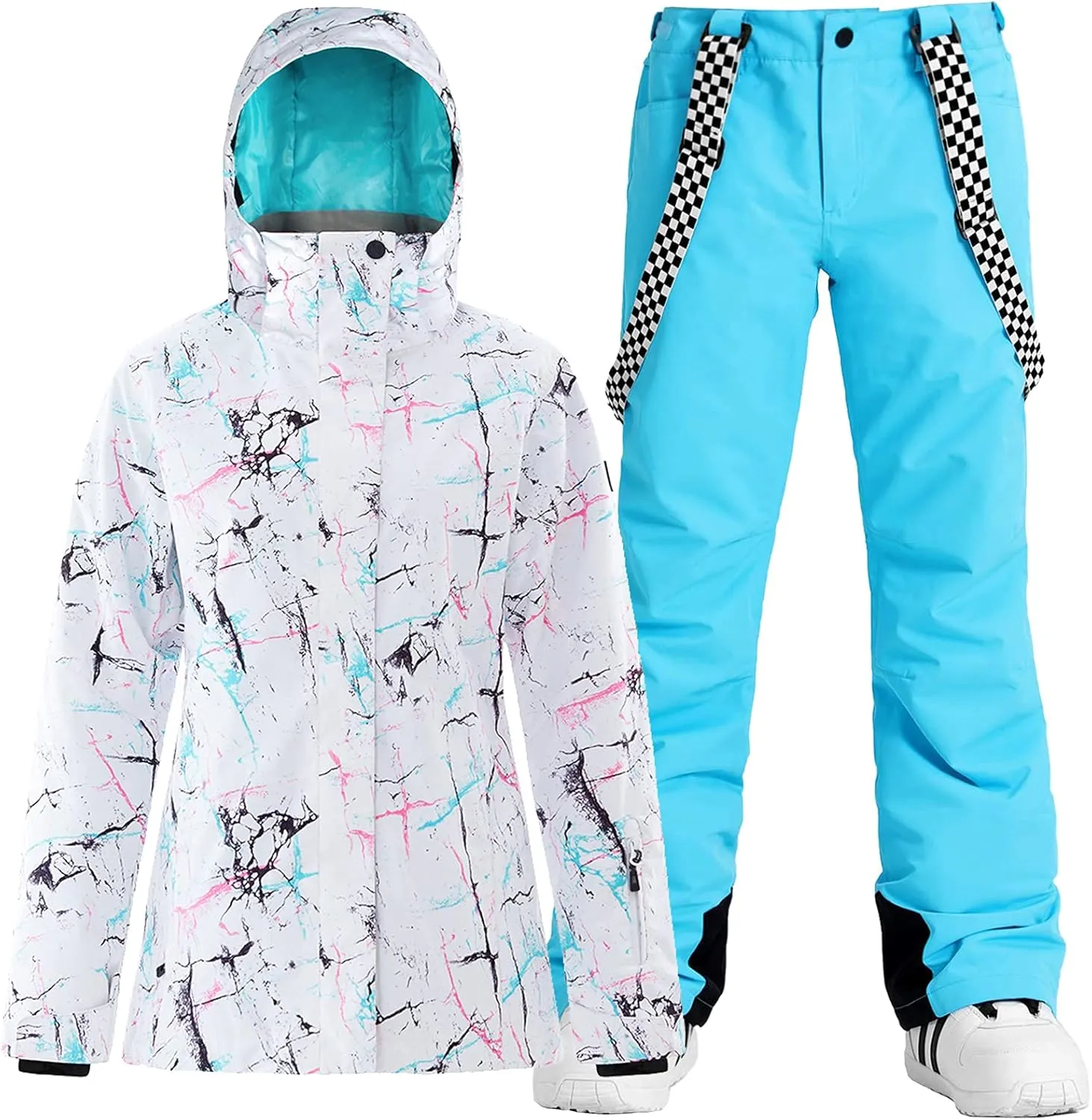 IMPHUT Women's Ski Jackets and Pants Snowboarding Snowsuit Coat Warm Hooded Waterproof Windproof Insulated