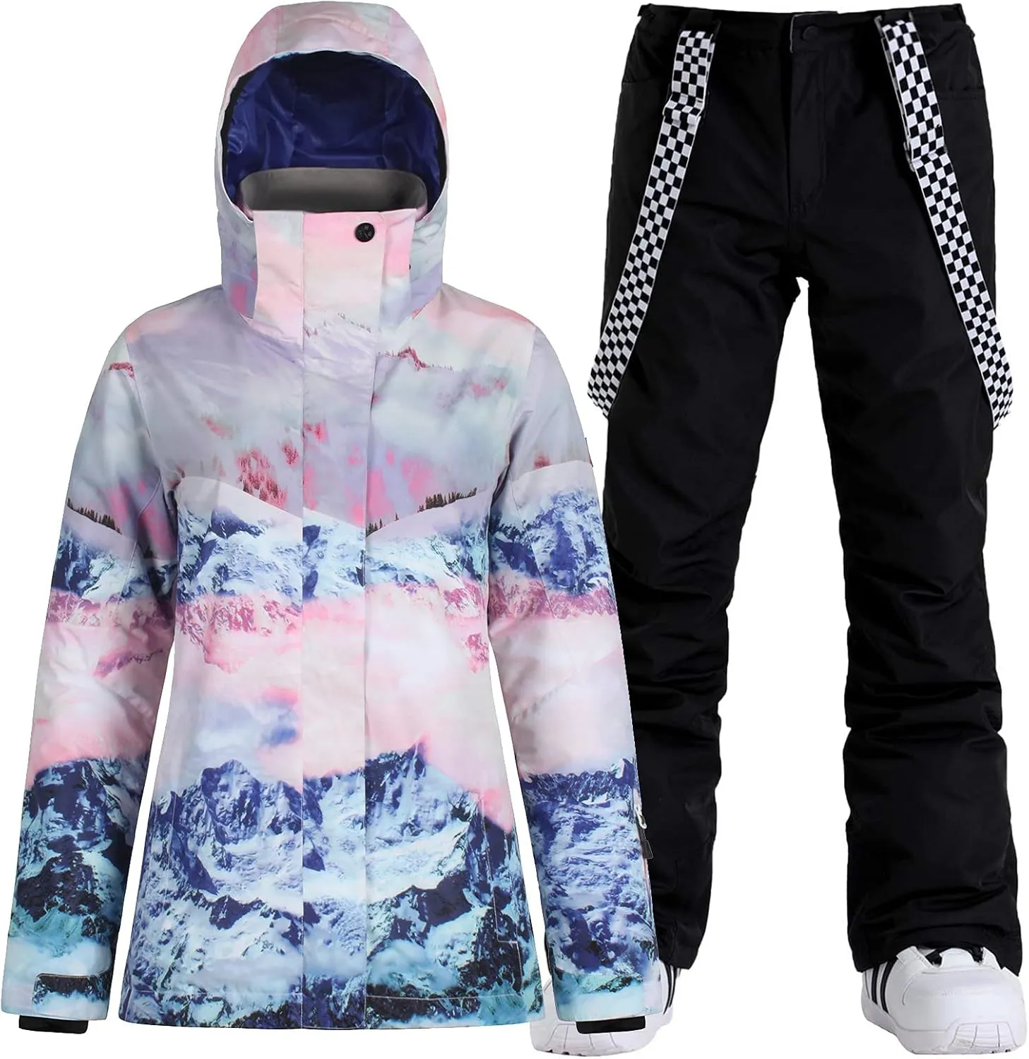 IMPHUT Women's Ski Jackets and Pants Snowboarding Snowsuit Coat Warm Hooded Waterproof Windproof Insulated