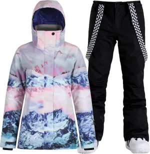 IMPHUT Women's Ski Jackets and Pants Snowboarding Snowsuit Coat Warm Hooded Waterproof Windproof Insulated