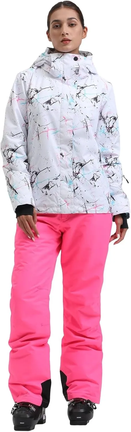 IMPHUT Women's Ski Jackets and Pants Snowboarding Snowsuit Coat Warm Hooded Waterproof Windproof Insulated