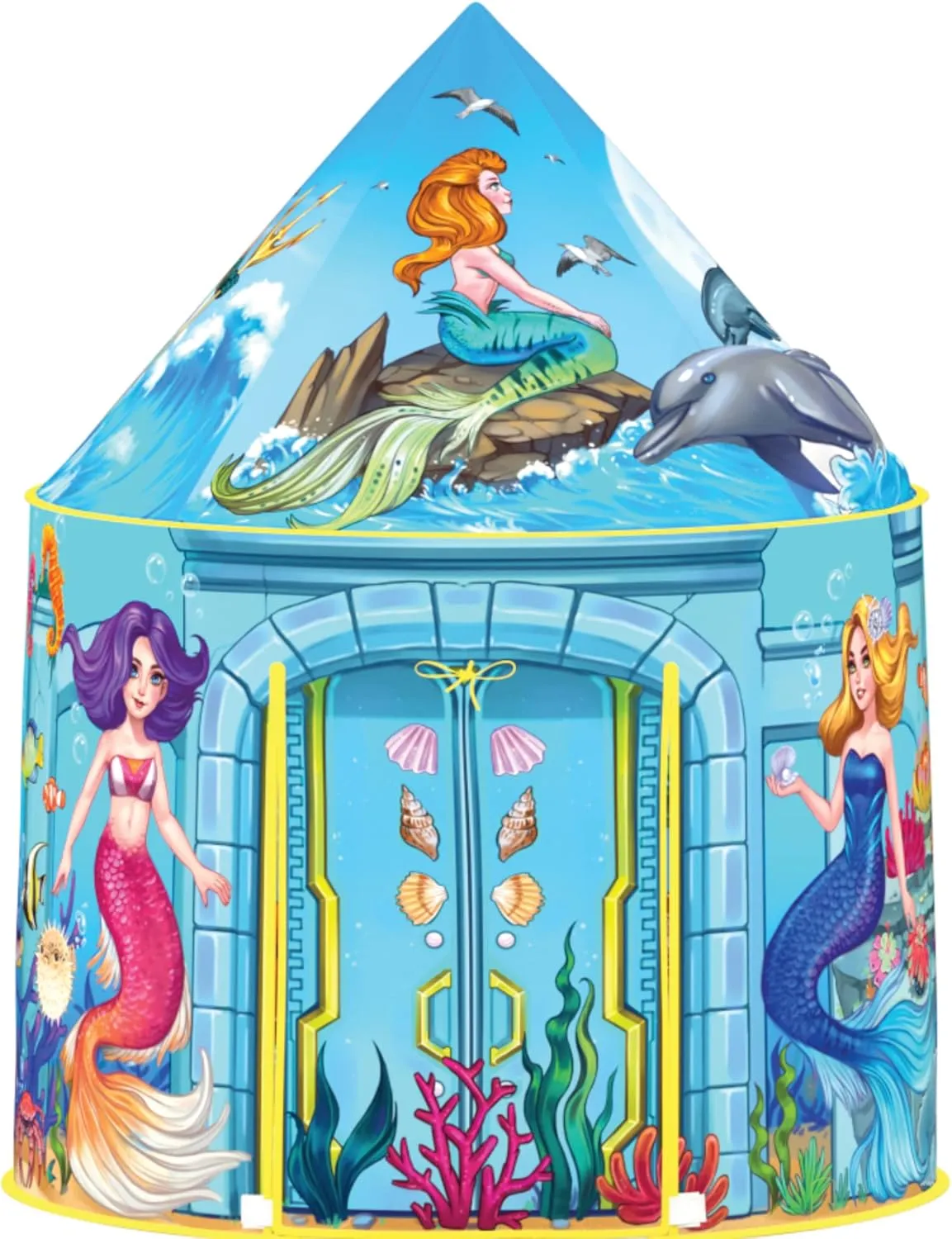 ImpiriLux Mermaid Kids Play Tent Playhouse | Under Sea Pop Up Fort for Children with Storage Bag
