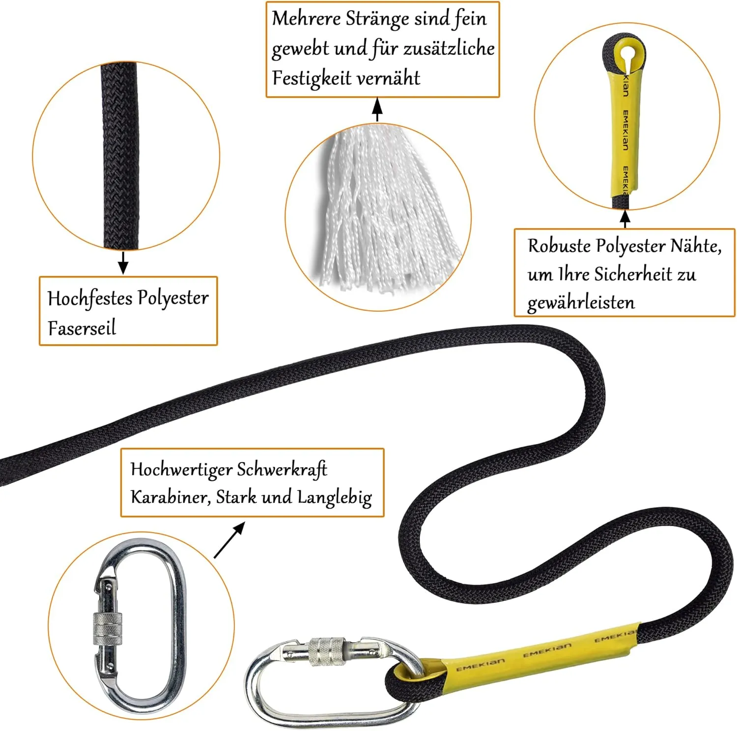 Indoor Outdoor Climbing Rope, Static Rock Climbing Rope for Escape Rope, Ice Climbing Equipment, Fire Safety Rescue Rope, with Non Slip Gloves