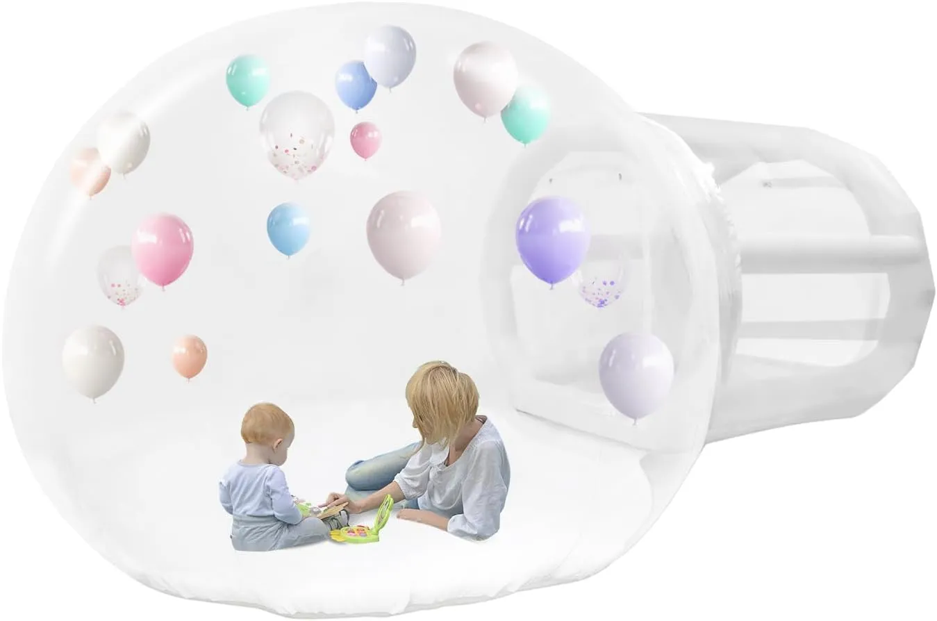 Inflatable Bubble House, Clear PVC Inflatable Bubble House Tent with Tunnel, Bubble Tent Dome with Air Blower for Backyard Wedding Christmas Party Event Exhibition 1