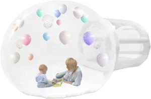 Inflatable Bubble House, Clear PVC Inflatable Bubble House Tent with Tunnel, Bubble Tent Dome with Air Blower for Backyard Wedding Christmas Party Event Exhibition 1