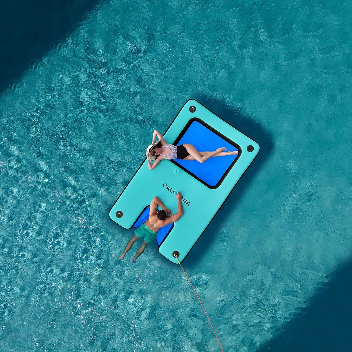 Inflatable Floating Dock with Mesh, Lake Floats with Boat Ramp Tanning Pool Lounger Water Hammock for Family Party Pool Sea River Dock Boat