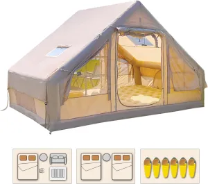 Inflatable Tents for Camping, Large Inflatable Camping Tent with Hand Pump, Easy Setup Tents for 4-6 People, Portable Glamping Tent