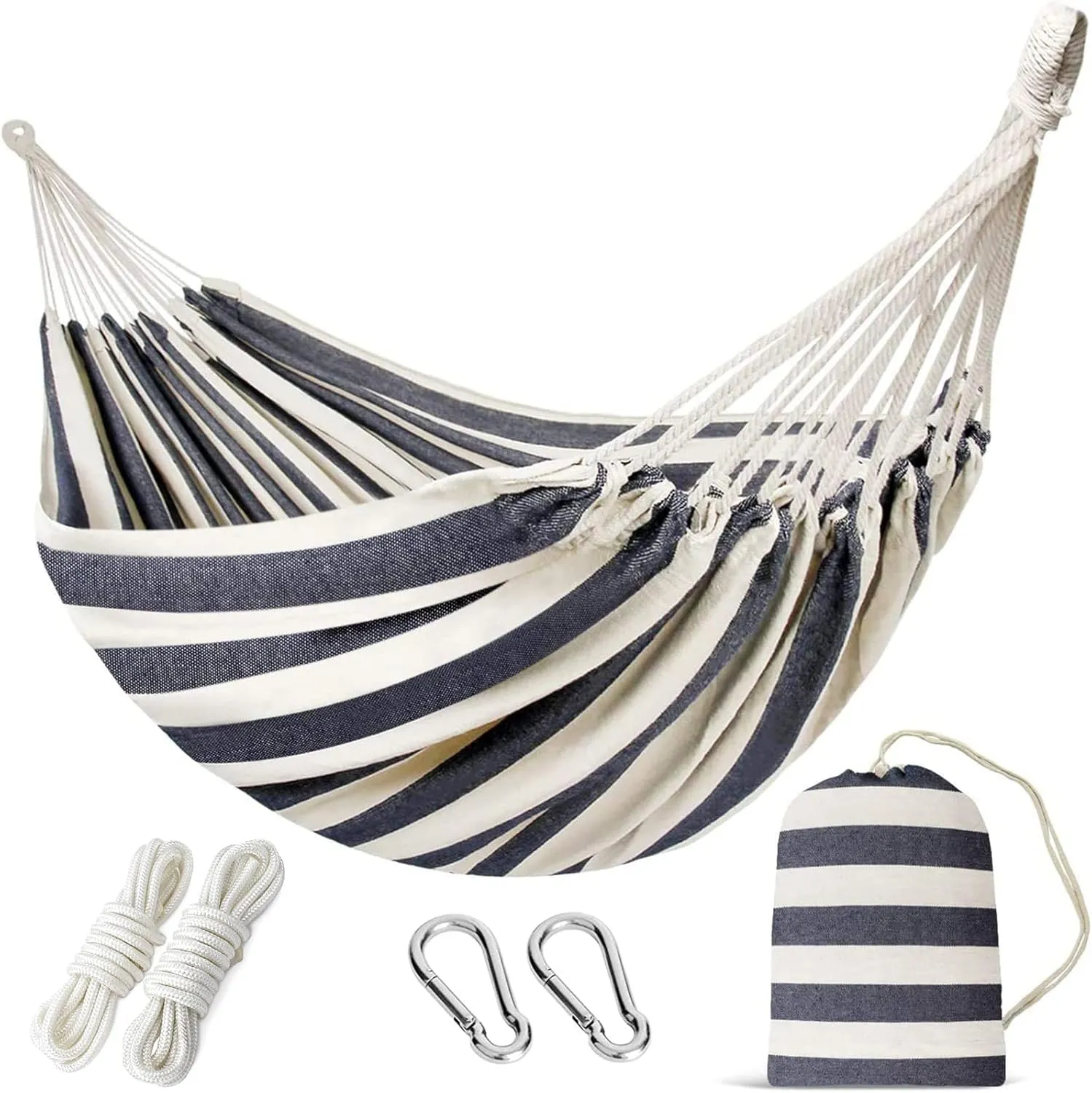 INNO STAGE Double Hammock - 2 Persons Portable Hanging Camping Bed, Blue, 118.3"L x 63"W, 350Lbs Capacity, Polyester, Supports Up to 350 lbs