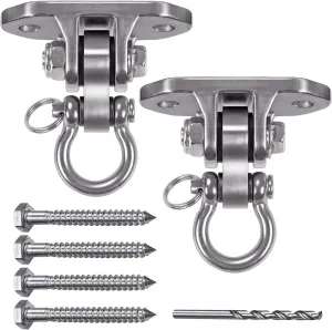 IOH 2 Pcs Heavy Duty Swing Hangers Stainless Steel 304 Antirust, 2000 lb Capacity, 180 Silent Swing, Indoor/Outdoor Hammock Chair & Hanging Kit
