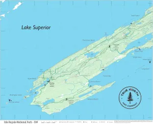 Isle Royale Map - Southwest – Waterproof, Durable Cloth Map for Hiking and Camping by True North Map Company