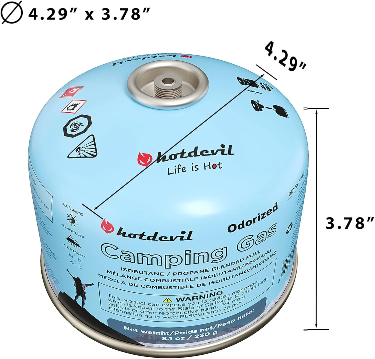 Isobutane Fuel Canister 230 Gram Camping Stove Fuel Butane Propane Blend Isobutane Fuel Canister Camping Fuel Gas Canister Suitable for All Seasons Efficient and High Output 8.1oz(12 Packs)