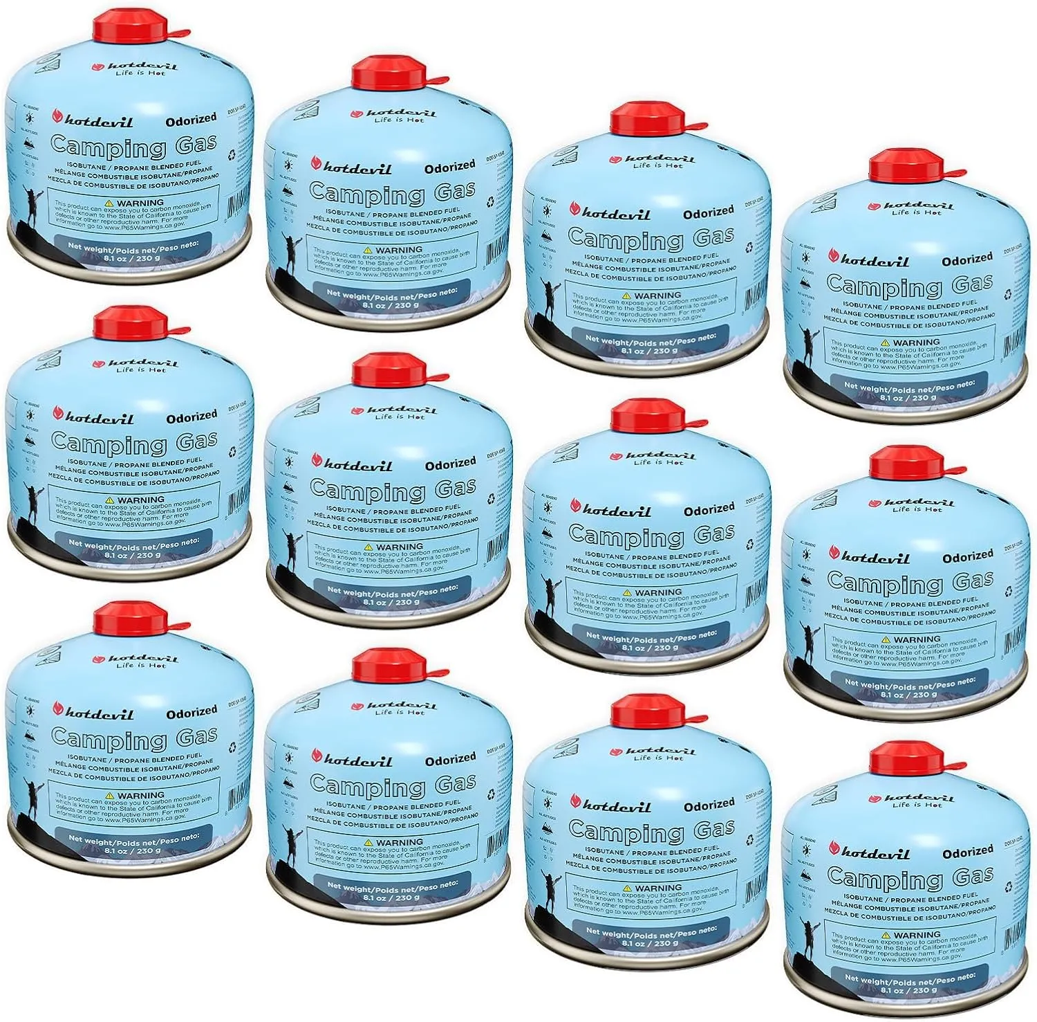 Isobutane Fuel Canister 230 Gram Camping Stove Fuel Butane Propane Blend Isobutane Fuel Canister Camping Fuel Gas Canister Suitable for All Seasons Efficient and High Output 8.1oz(12 Packs)