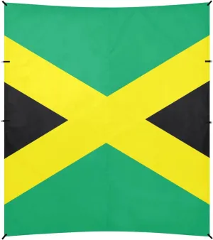 Jamaica Flag Foldable Beach Tent UPF50 Waterproof Portable Sunshade Includes Sand Shovel, Sandbags, Stability Poles for Camping, Picnics, Backyard