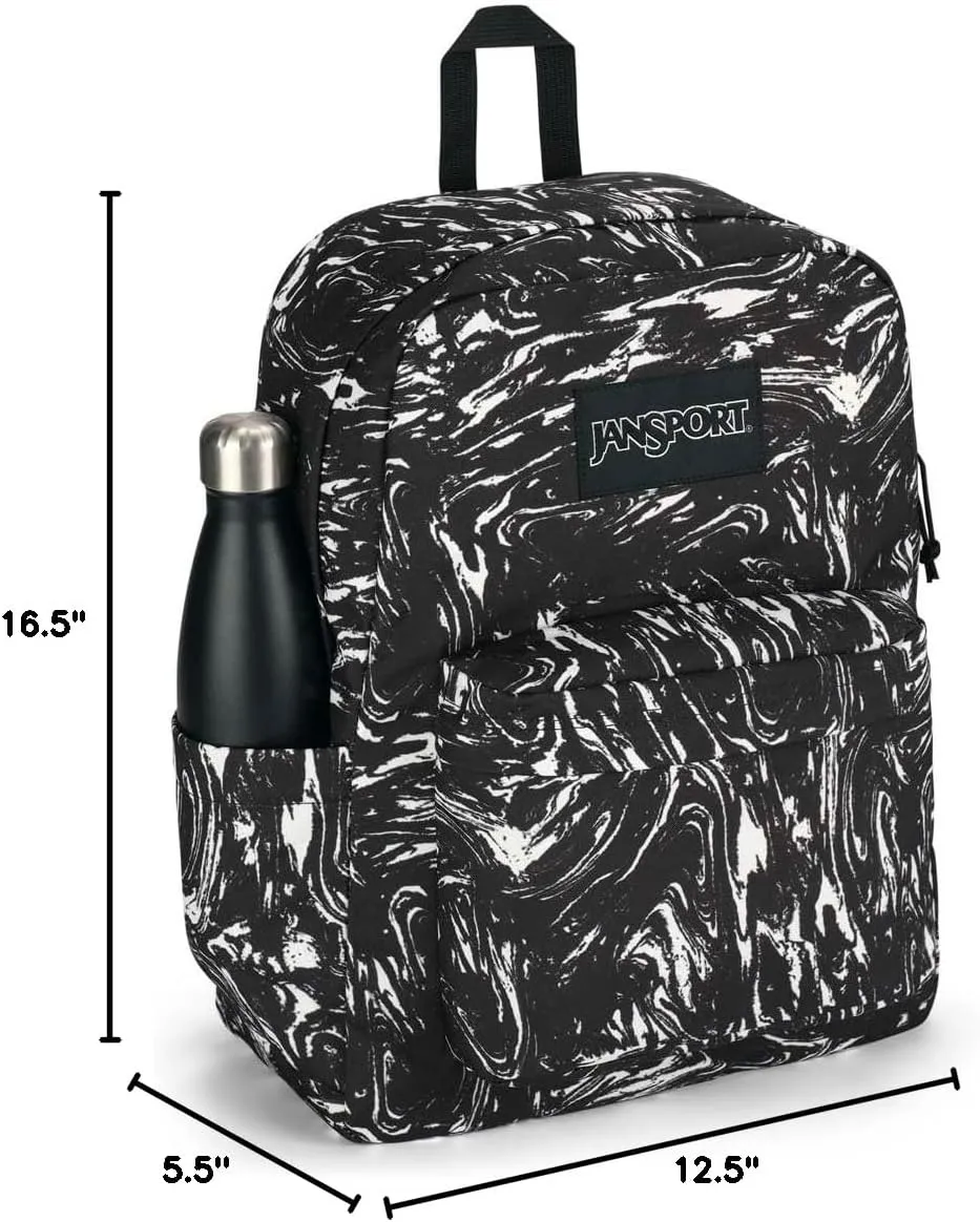 JanSport SuperBreak Backpack - Durable, Lightweight Premium Backpack - Marbled Motion Black