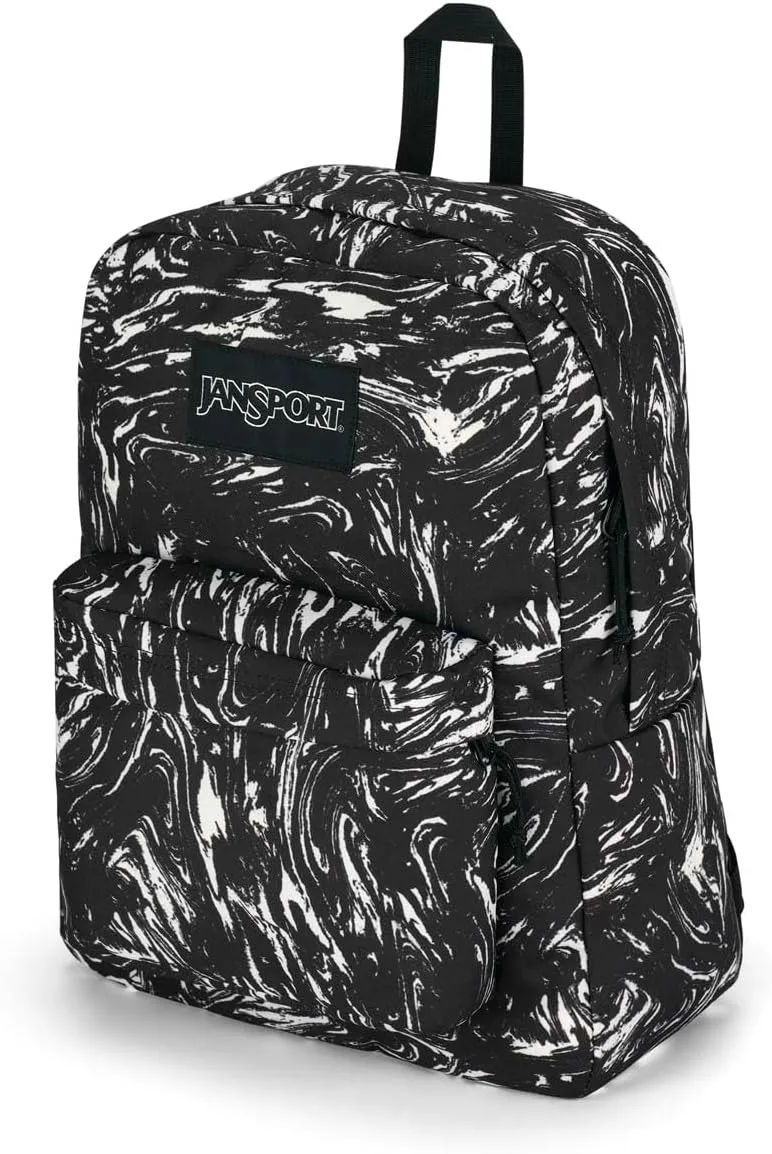 JanSport SuperBreak Backpack - Durable, Lightweight Premium Backpack - Marbled Motion Black