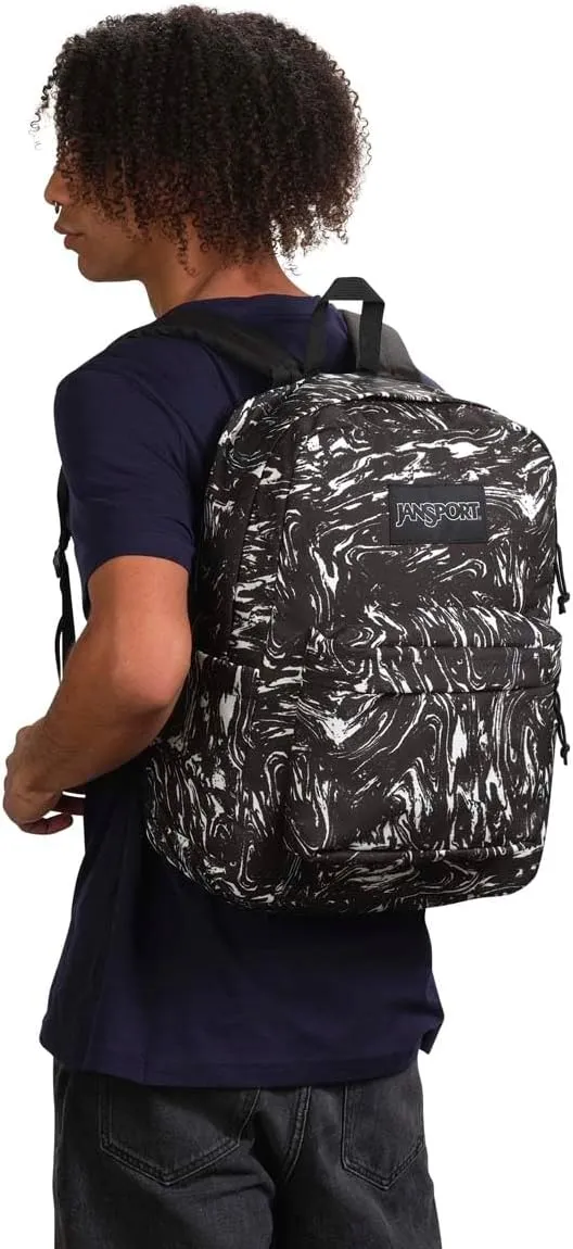 JanSport SuperBreak Backpack - Durable, Lightweight Premium Backpack - Marbled Motion Black