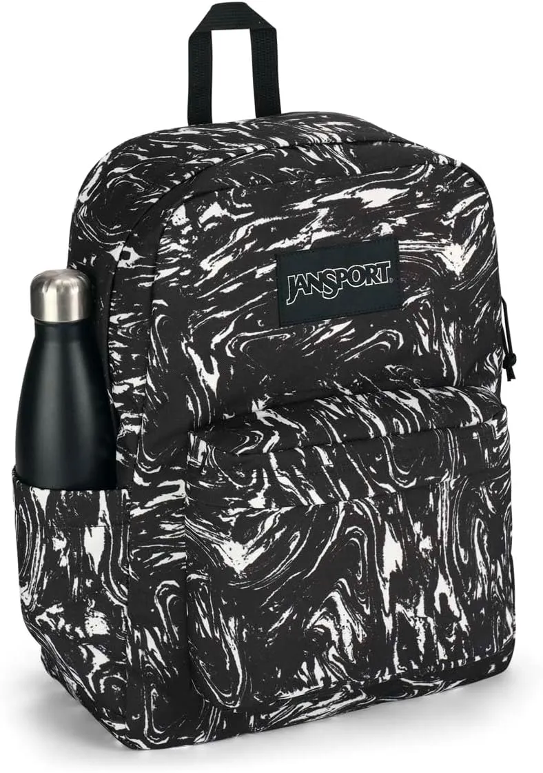 JanSport SuperBreak Backpack - Durable, Lightweight Premium Backpack - Marbled Motion Black
