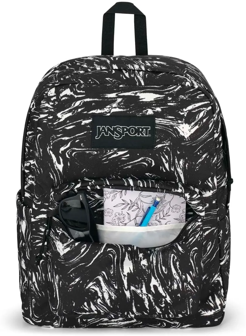 JanSport SuperBreak Backpack - Durable, Lightweight Premium Backpack - Marbled Motion Black