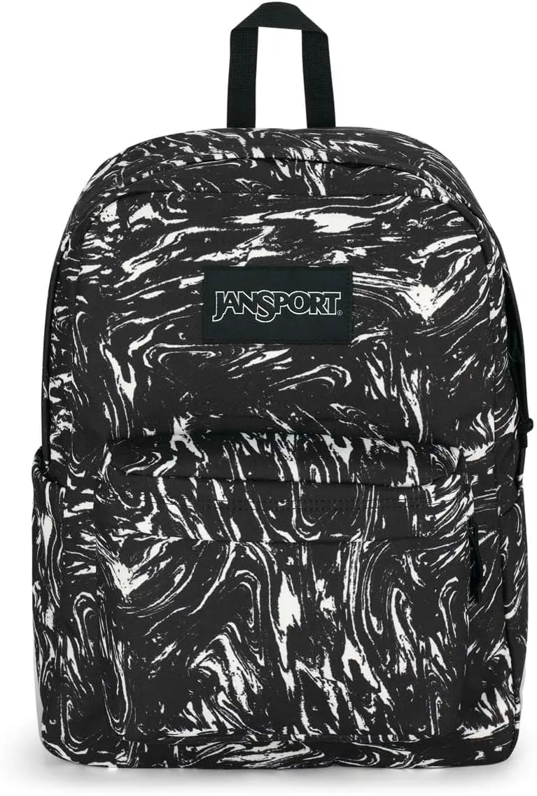 JanSport SuperBreak Backpack - Durable, Lightweight Premium Backpack - Marbled Motion Black