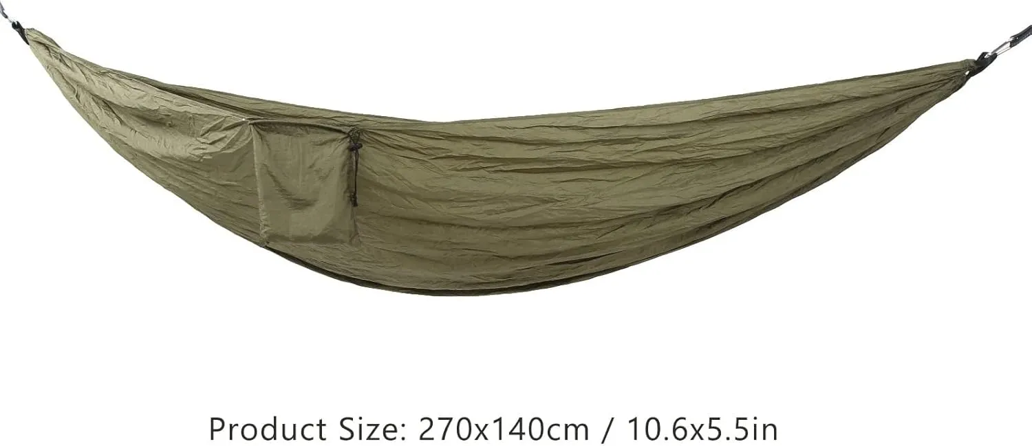 JEOZBM Camping Hammock, Double Portable Lightweight Swing, Quick Drying Nylon Hammock with Tree Straps for Outdoor Backpacking Backyard Hiking(270-army Green)