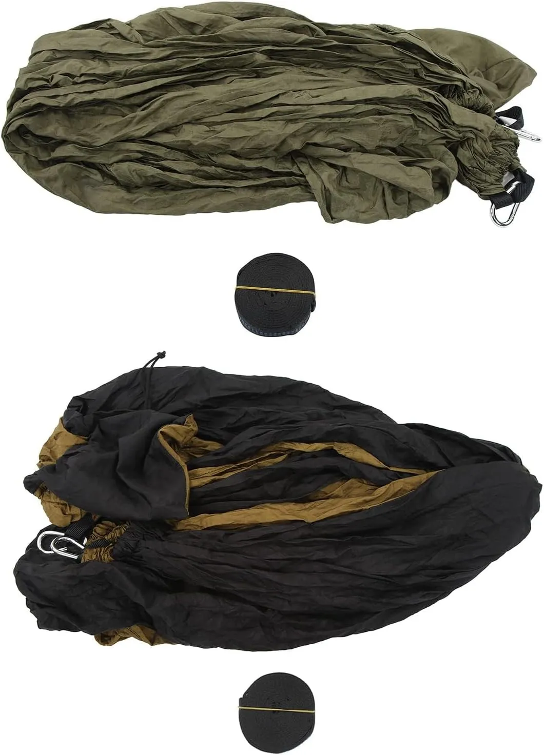 JEOZBM Camping Hammock, Double Portable Lightweight Swing, Quick Drying Nylon Hammock with Tree Straps for Outdoor Backpacking Backyard Hiking(270-army Green)