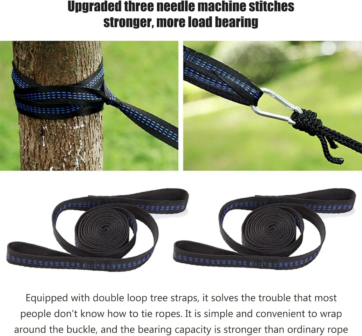 JEOZBM Camping Hammock, Double Portable Lightweight Swing, Quick Drying Nylon Hammock with Tree Straps for Outdoor Backpacking Backyard Hiking(270-army Green)
