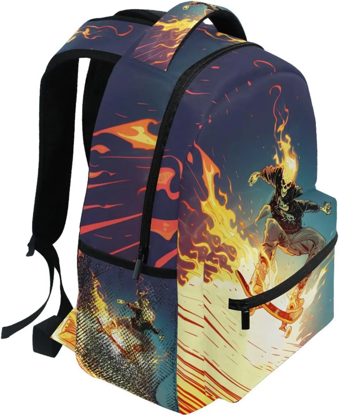 JIPONI Ghost Rider Backpack For Girls Boys, Student School Bag Bookbag Travel Laptop Backpack Purse Daypack