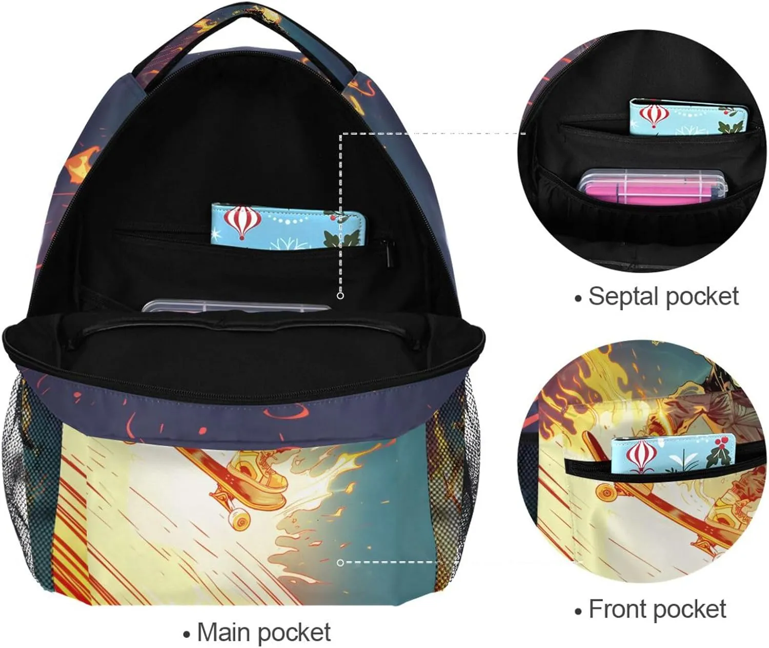 JIPONI Ghost Rider Backpack For Girls Boys, Student School Bag Bookbag Travel Laptop Backpack Purse Daypack