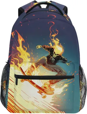 JIPONI Ghost Rider Backpack For Girls Boys, Student School Bag Bookbag Travel Laptop Backpack Purse Daypack