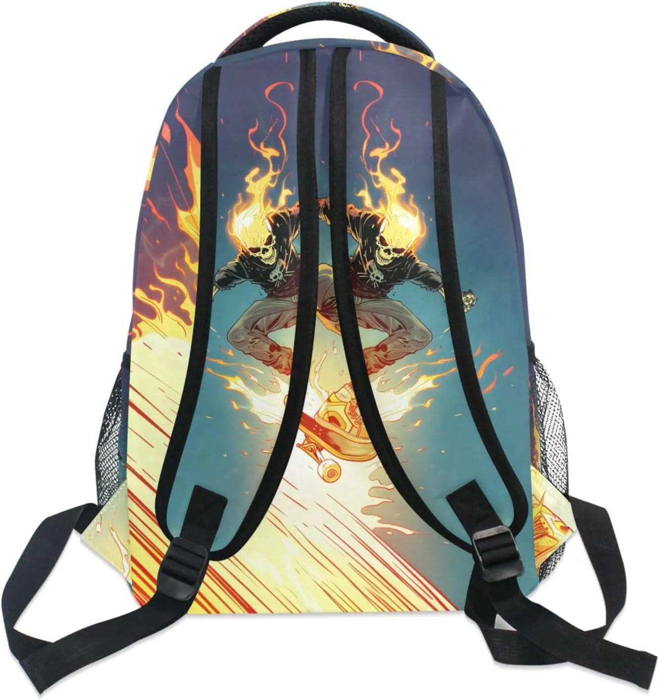 JIPONI Ghost Rider Backpack For Girls Boys, Student School Bag Bookbag Travel Laptop Backpack Purse Daypack
