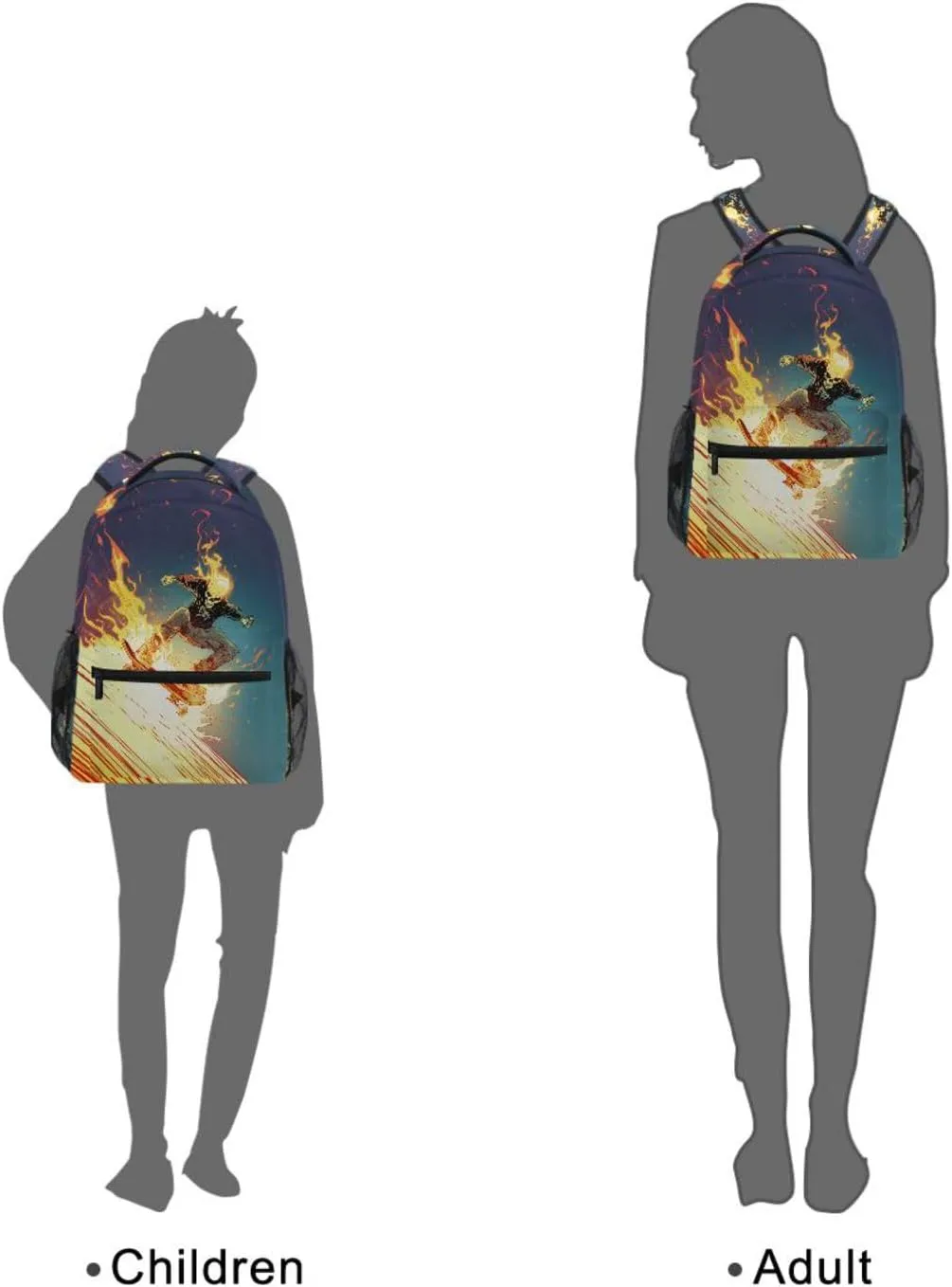 JIPONI Ghost Rider Backpack For Girls Boys, Student School Bag Bookbag Travel Laptop Backpack Purse Daypack