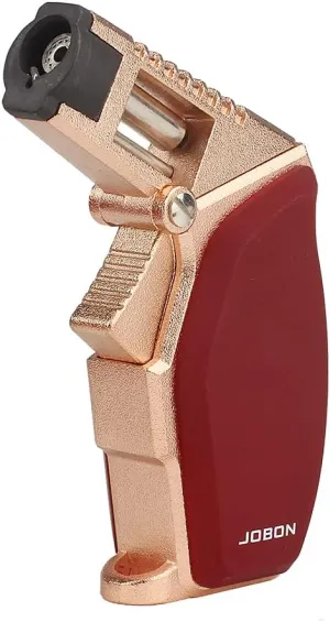 JOBON Torch Lighter Adjustable Firepower Refillable Butane Gas Jet Cigar Lighter with a Gift Box for BBQ Kitchen (Without Gas) (Dark Red)