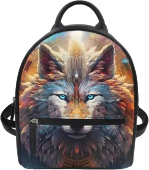 JooMeryer Boys Mens Wolf Printed Cool Mini Backpack Shoulders Bag Travel Shopping Bag Shopping Handbag Tote Book Bags,Festival Wolf
